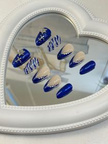 2026 Gothic Charm Wearable Nails - Valentine's Day Short Almond-Shaped Press-On Fake Nail Set. Handmade fake nail plates (size: S)